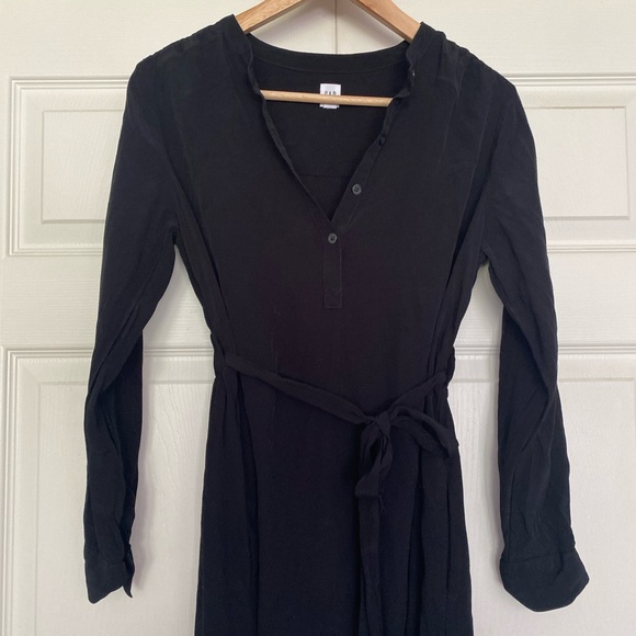 {GAP} Maternity Tie Front Shirt Dress in Black - Maternity XS - Picture 3 of 8